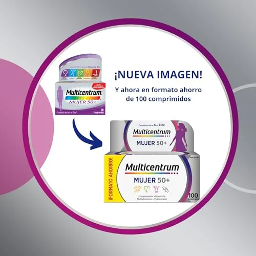 MULTICENTRUM ▫️ Mulher 50+, Suplemento Multivitamínico, Sem Glúten, 100 Comprimidos 3