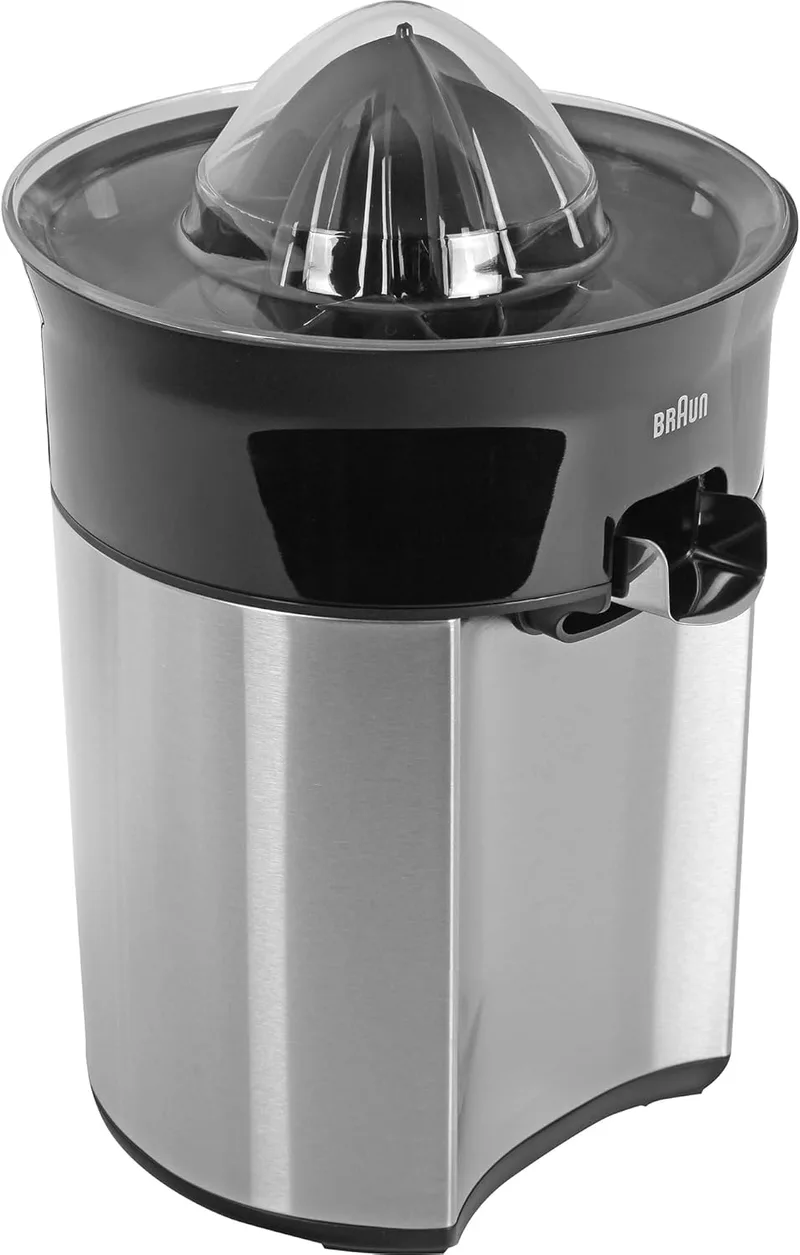 Braun ▫️ TributeCollection CJ 5050 BK, espremedor de citrinos elétrico com tecnologia Start & Stop, serve diretamente no copo, tampa protetora incluída, 60W, branco