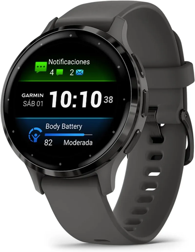 Garmin ▫️ Venu 3S, smartwatch premium com GPS, ecrã AMOLED, funcionalidades avançadas de saúde e fitness, mais de 30 aplicações desportivas, 10 dias de autonomia, cinzento
