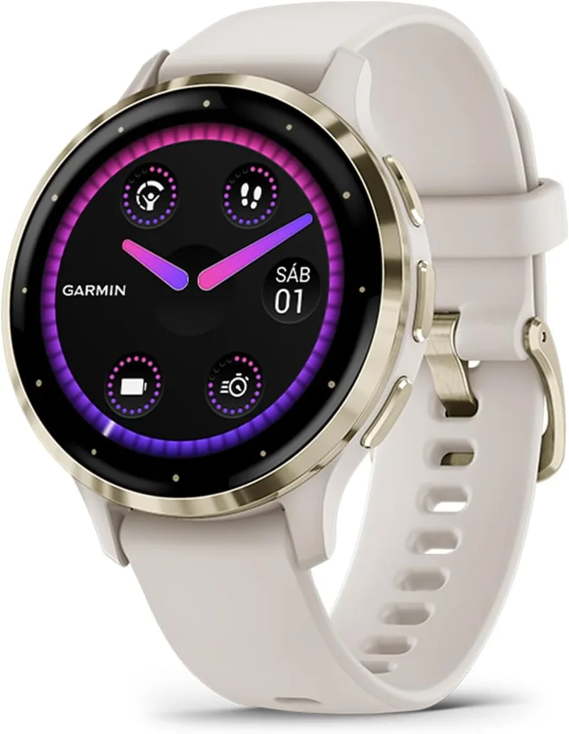 Garmin Venu 3S, relógio inteligente premium com GPS, AMOLED, funcionalidades avançadas de saúde e fitness, mais de 30 aplicações desportivas, 10 dias de autonomia da bateria, cinzento dourado