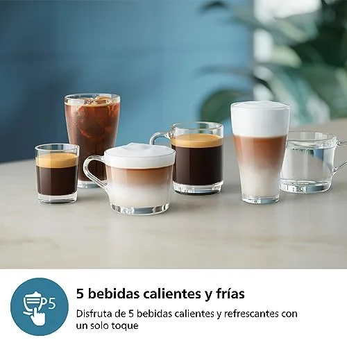 PHILIPS ▫️ 3300 Máquina de café superautomática, bocal para espumar leite, 5 bebidas, Preto 2