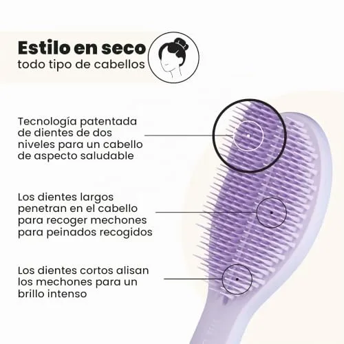 Tangle Teezer ▫️ a escova definitiva para pentear o cabelo seco, que mantém, mistura e confere volume, textura e brilho, nuvem lilás 2