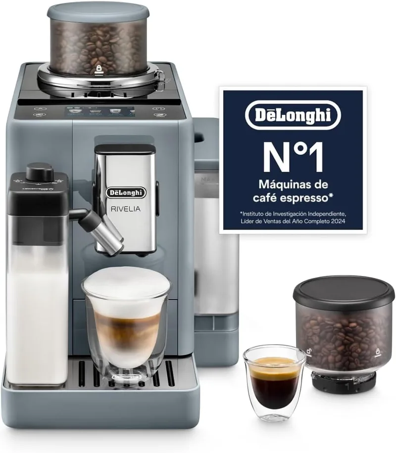 De'Longhi ▫️ Rivelia - Máquina de café superautomática para 16 bebidas, cinzenta