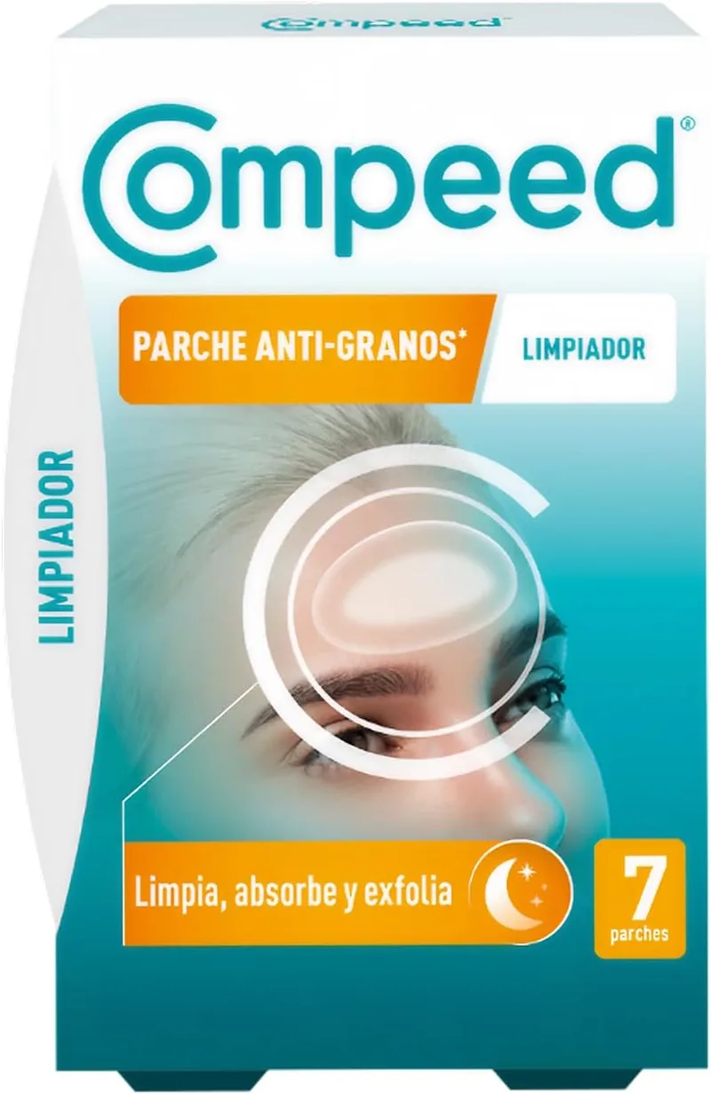 Compeed ▫️ Anti-Pimple Patch, Tratamento para a acne, uso noturno, limpa, absorve e esfolia, 7 peças.