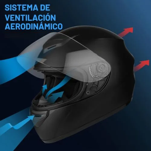 Favoto ▫️ Capacete Integral para Homem e Mulher, Preto M (57-58 cm) 2