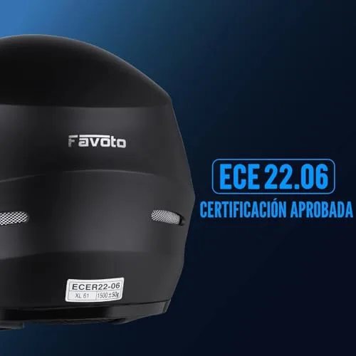 Favoto ▫️ Capacete Integral para Homem e Mulher, Preto M (57-58 cm) 5
