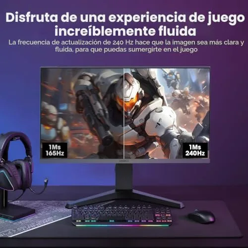 KOORUI ▫️ Monitor de jogos de 27 polegadas - Ecrã WQHD para PC, 240 Hz, 1 ms, Adaptive Sync, compatível com G-Sync, (2560x1440, HDMI, DisplayPort, HDR 400) Preto/Vermelho 2