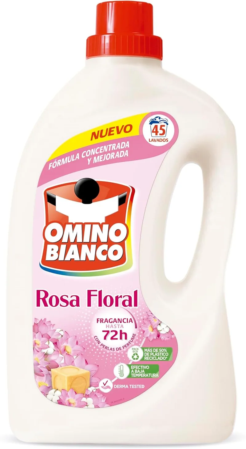 Omino Bianco ▫️ Detergente Líquido Rosa Floral 45 Doses, 1800 ml