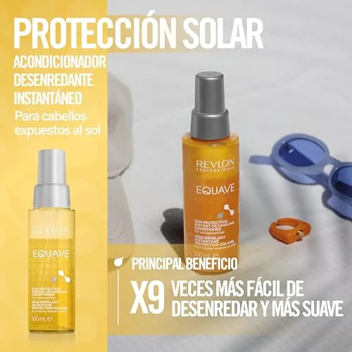 REVLON PROFESSIONAL ▫️ EQUAVE Condicionador profissional bifásico que facilita o desembaraçamento para cabelos expostos ao sol, proteção UV para o cabelo, condicionador sem enxaguamento, 100 ml 2