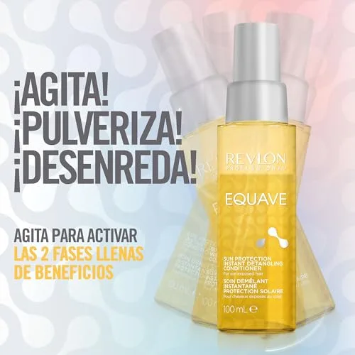 REVLON PROFESSIONAL ▫️ EQUAVE Condicionador profissional bifásico que facilita o desembaraçamento para cabelos expostos ao sol, proteção UV para o cabelo, condicionador sem enxaguamento, 100 ml 3