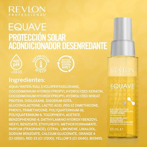 REVLON PROFESSIONAL ▫️ EQUAVE Condicionador profissional bifásico que facilita o desembaraçamento para cabelos expostos ao sol, proteção UV para o cabelo, condicionador sem enxaguamento, 100 ml 4