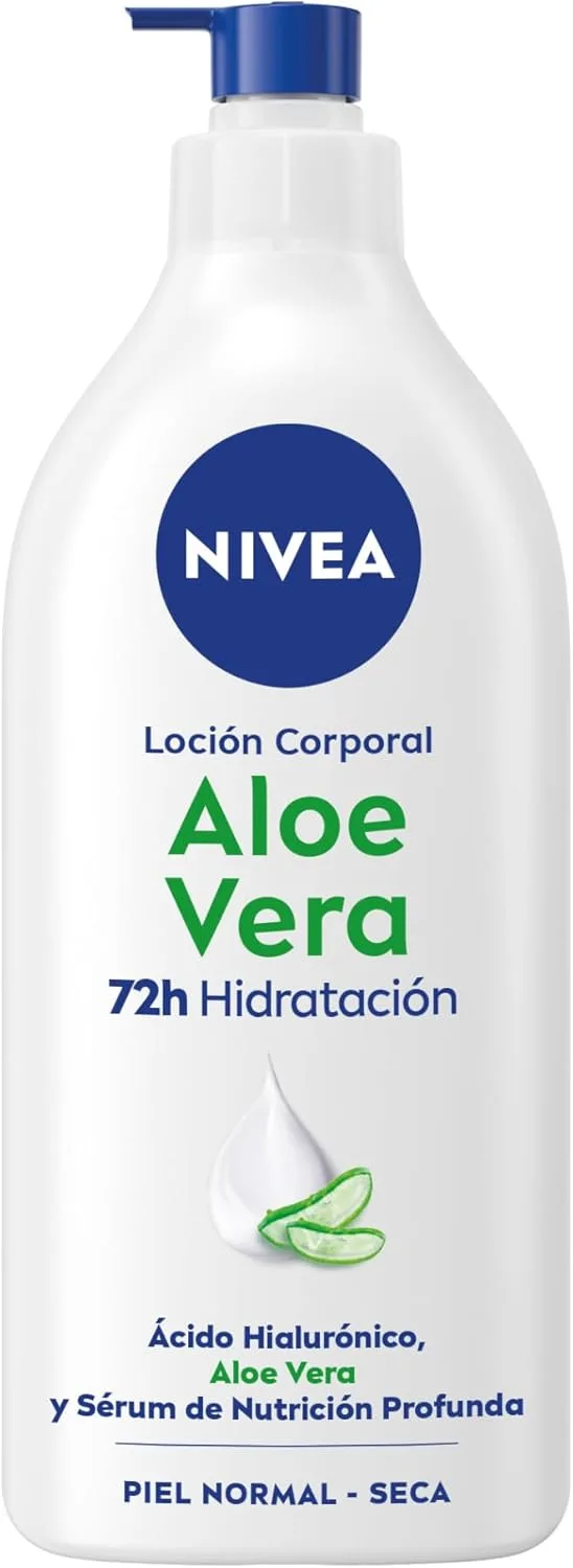 NIVEA ▫️ Aloe Vera Body Lotion (1 x 625 ml), loção corporal refrescante para uma hidratação profunda de 72 horas, loção hidratante com aloé vera, ácido hialurónico e soro nutritivo.