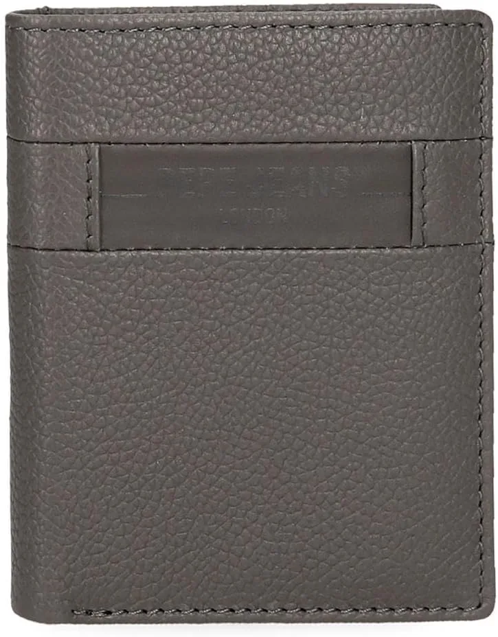 Pepe Jeans ▫️ Checkbox Carteira Vertical com Bolsas Cinzento 8,5x10,5x1 cms Couro