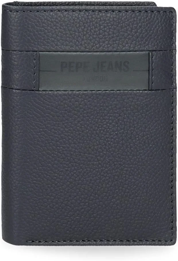 Pepe Jeans ▫️ Carteira vertical com porta-moedas Checkbox Azul 8,5x11,5x1 cms Couro