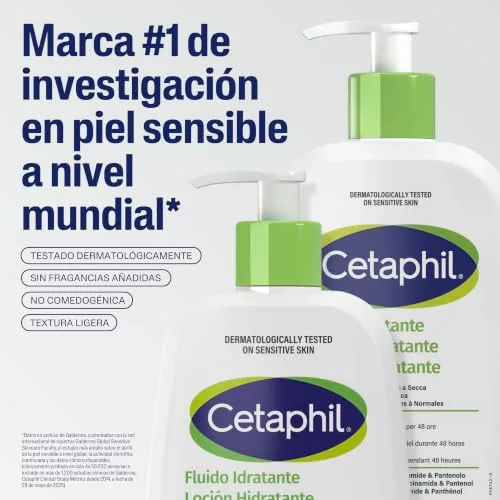 Cetaphil ▫️ Loção Hidratante para Pele Sensível, Normal a Seca, Hidrata durante 48 horas, Fórmula leve com niacinamida, pantenol e glicerina, não comedogénica, para rosto e corpo, 237 ml 4