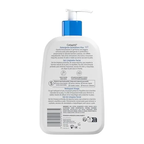 Cetaphil ▫️ Gel de Limpeza Facial ® 236 ml, para pele sensível, mista a oleosa, limpa em profundidade, remove o excesso de sebo e a maquilhagem e minimiza os poros, com niacinamida, glicerina e pantenol. 2