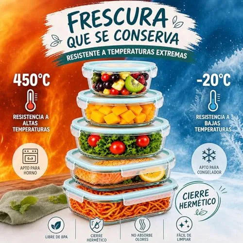 edihome ▫️ Recipientes de vidro para alimentos, 14 peças (7 recipientes + 7 tampas), para armazenamento hermético de alimentos, adequados para a máquina de lavar louça, congelador e micro-ondas, sem BPA (7 recipientes) 4