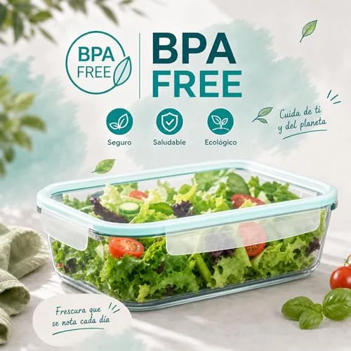 edihome ▫️ Recipientes de vidro para alimentos, 14 peças (7 recipientes + 7 tampas), para armazenamento hermético de alimentos, adequados para a máquina de lavar louça, congelador e micro-ondas, sem BPA (7 recipientes) 5