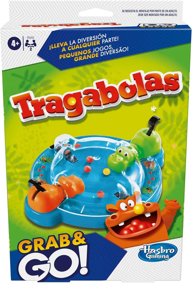 Hasbro Gaming ▫️ Grab and Go – Jogo de Bolas, Hipopótamos de Brinquedo, Habilidade e Estratégia, 2 Jogadores, Edição de Bolso, Ideia de Presente para Meninos e Meninas a partir dos 4 Anos