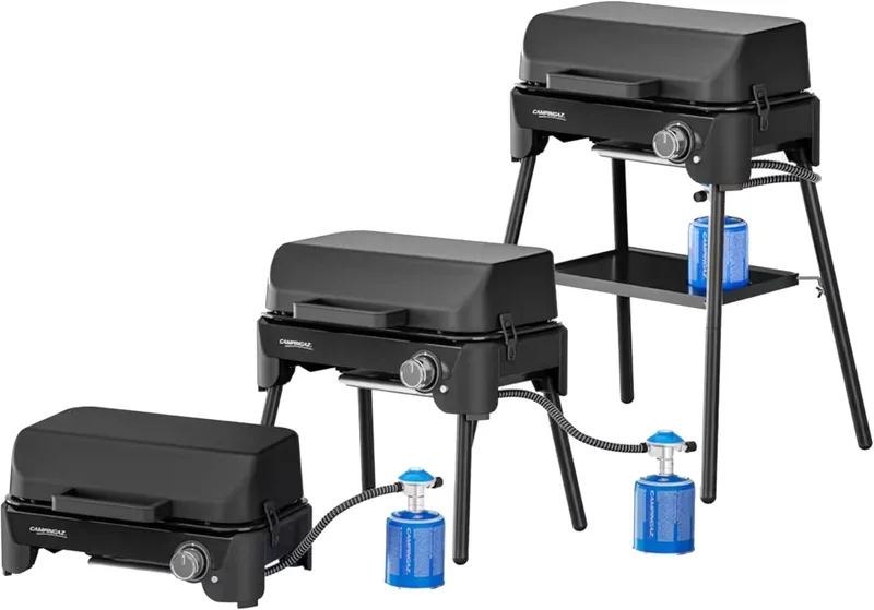 CAMPINGAZ ▫️ Churrasqueira a gás Tour & Grill CV Plus | Churrasqueira a gás portátil 3 em 1 com tampa – 1 queimador | 2400 W, preta