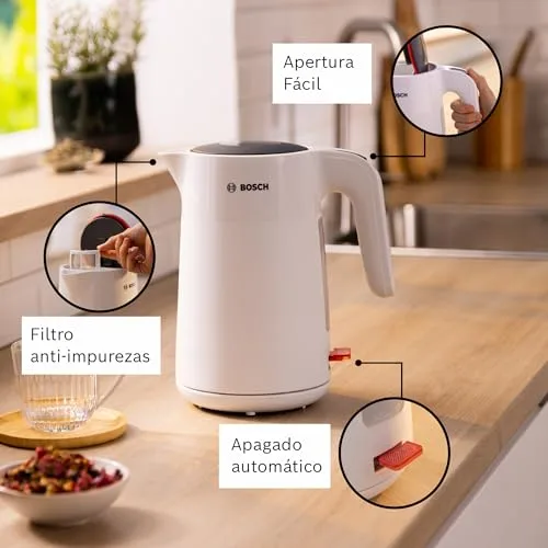 Bosch ▫️ Fervedor de água, MyMoment, Tripla Segurança, Filtro anti-impurezas, 1,7 litros, Branco, TWK2M161 3