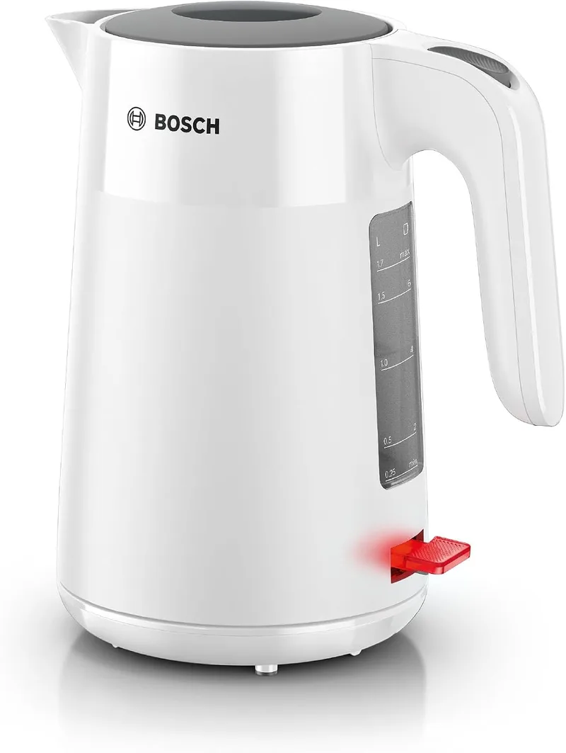 Bosch ▫️ Fervedor de água, MyMoment, Tripla Segurança, Filtro anti-impurezas, 1,7 litros, Branco, TWK2M161