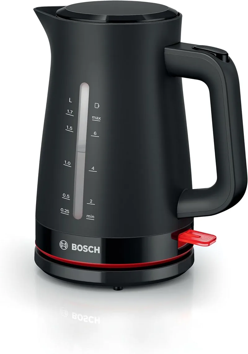 Bosch ▫️ Chaleira eléctrica, MyMoment, funcionamento ergonómico, sistema de segurança triplo, filtro anti-calcário, capacidade 1,7 l, preto, TWK3M123