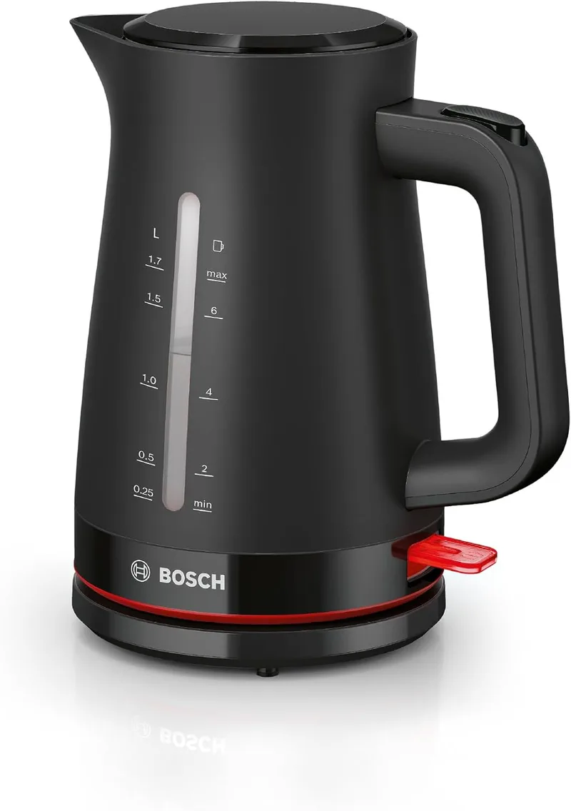 Bosch ▫️ Chaleira elétrica, MyMoment, manuseamento ergonómico, sistema triplo de segurança, filtro anticalcário, capacidade de 1,7 l, preto, TWK3M123