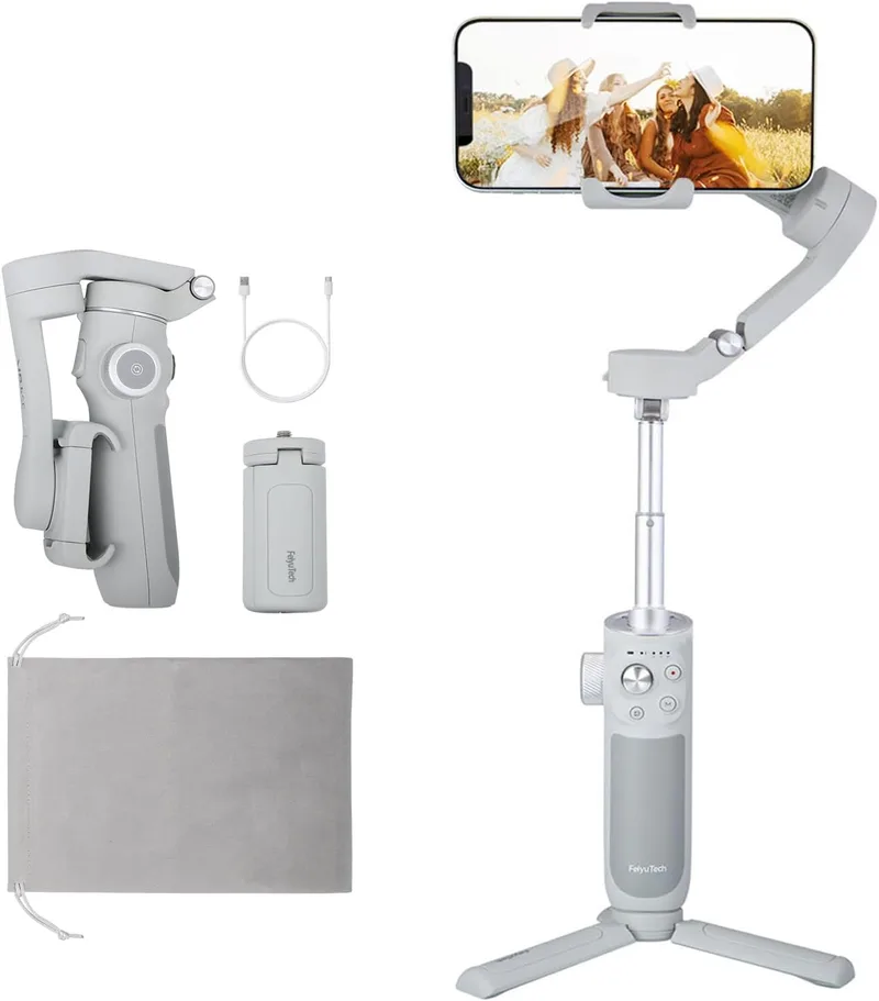 FeiyuTech ▫️ FEIYU TECH Vb 4 Gimbal para Smartphone com eixo extensível de 8,4 polegadas, rastreamento AI, controlo de gestos, estabilizador de gimbal dobrável e portátil para gravação de vídeo ao vivo, iPhone e