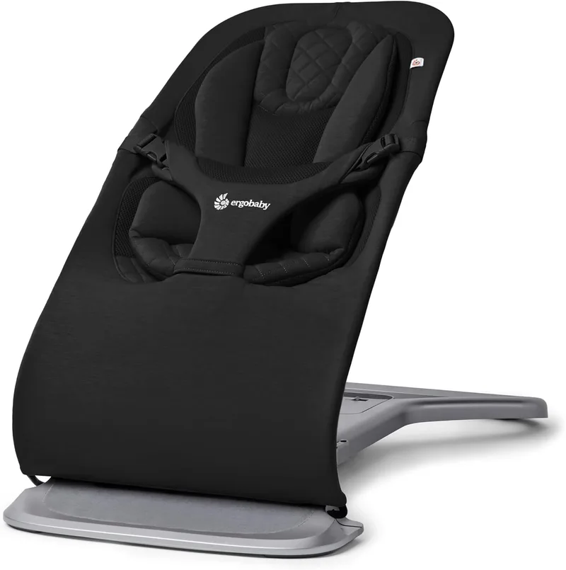 Ergobaby ▫️ Hamaca 3 em 1 Evolve, hamaca ergonómica para recém-nascidos, desde o nascimento até à primeira infância, almofada para recém-nascidos (2,5 kg – 13,2 kg), Onyx Black | Saco-berço multiposição para bebés com altura ajustável, arnês de segurança, Onyx Black