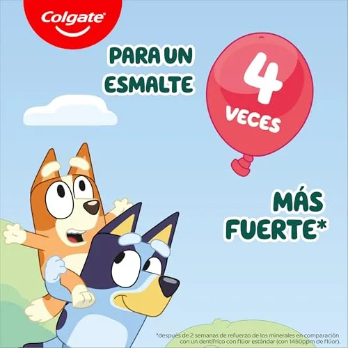 Colgate ▫️ Pasta de dentes Kids Bluey com flúor para crianças - Embalagem de 12 x 50 ml - Sabor a menta, a partir dos 6 anos - Máxima proteção contra a cárie - Esmalte 4 vezes mais resistente* 3