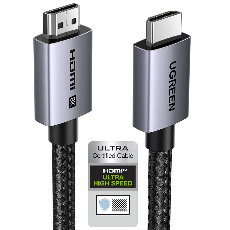 UGREEN ▫️ Cabo HDMI 2.1 8K Cabo HDMI Certificado 8K 60Hz 4K 240Hz Ultra Alta Velocidade 48Gbps Alumínio eARC HDCP Dynamic HDR Dolby Atmos Compatível com Monitor HDTV PS5 PS4 Xbox PC, 2M
