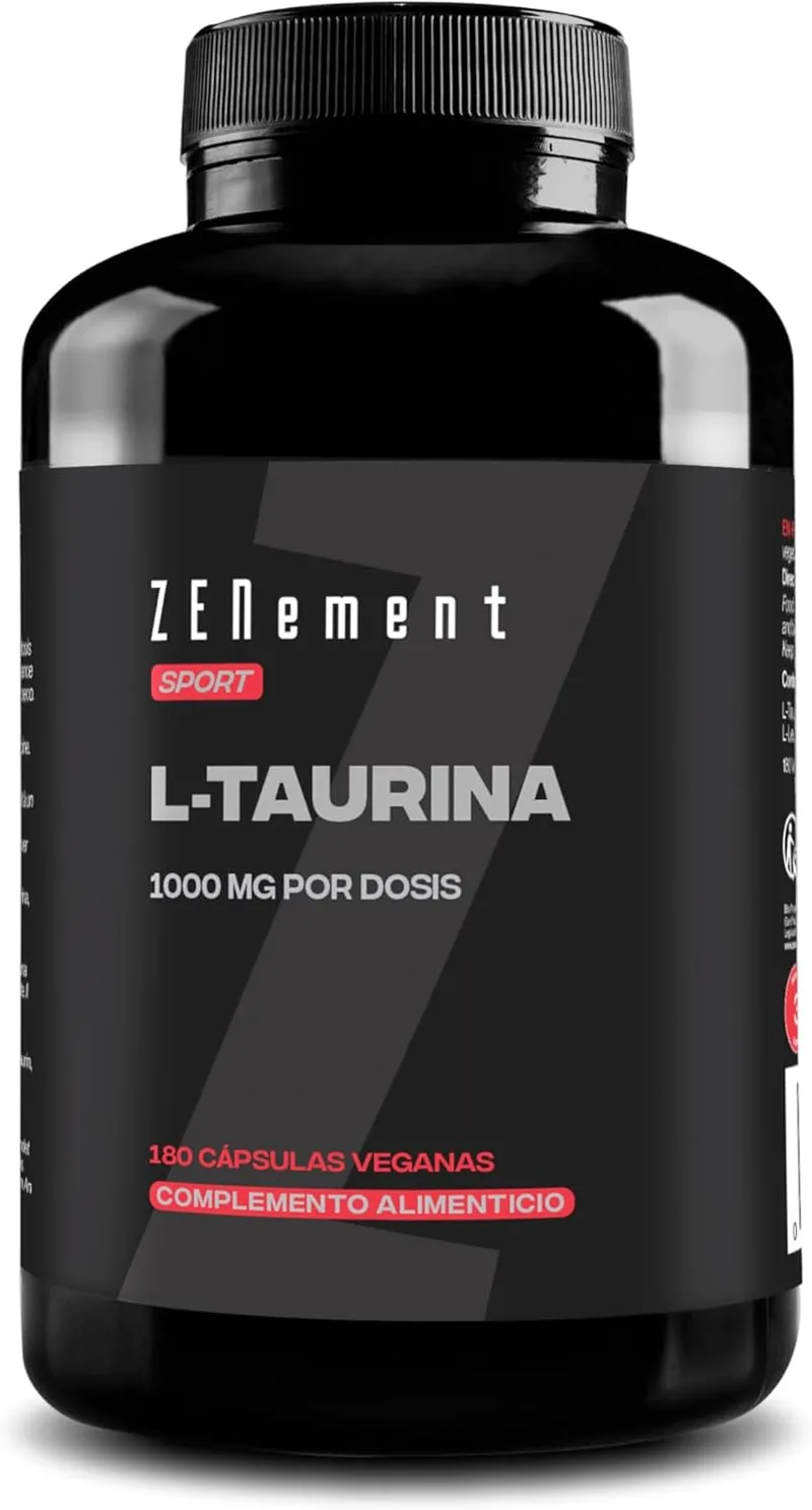Zenement ▫️ L-Taurina 1000 mg por dose (2 cápsulas) - 180 cápsulas veganas (3 meses de fornecimento) - Taurina pura - Suplemento desportivo - Sem glúten, sem lactose, sem lactose, sem soja, sem aditivos -
