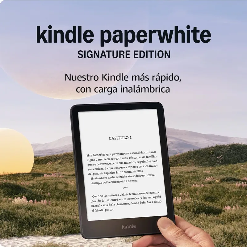Visite a loja Kindle da Amazon ▫️ Amazon Kindle Paperwhite Signature Edition (última geração) | O nosso Kindle mais rápido, com luz frontal com regulação automática da intensidade da luz, carregamento sem fios e semanas de autonomia da bateria | 32 GB | Preto metalizado
