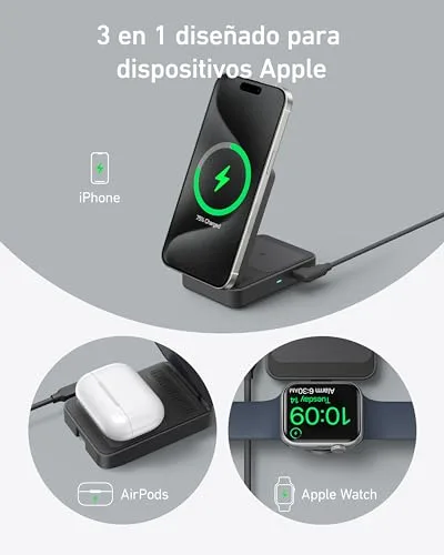 Anker ▫️ Carregador sem fios MagGo 3 em 1 para iPhone, dobrável, Qi2, 15 W 5