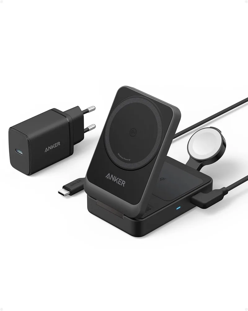 Anker ▫️ Carregador sem fios MagGo 3 em 1 para iPhone, dobrável, Qi2, 15 W