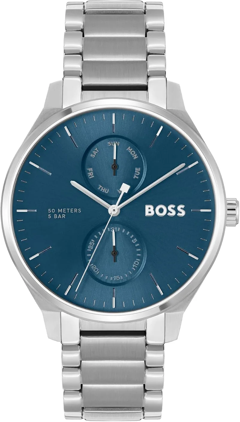 HUGO BOSS ▫️ Relógio analógico multifunções de quartzo da Boss para homem, da coleção Tyler Collection, com bracelete em aço inoxidável