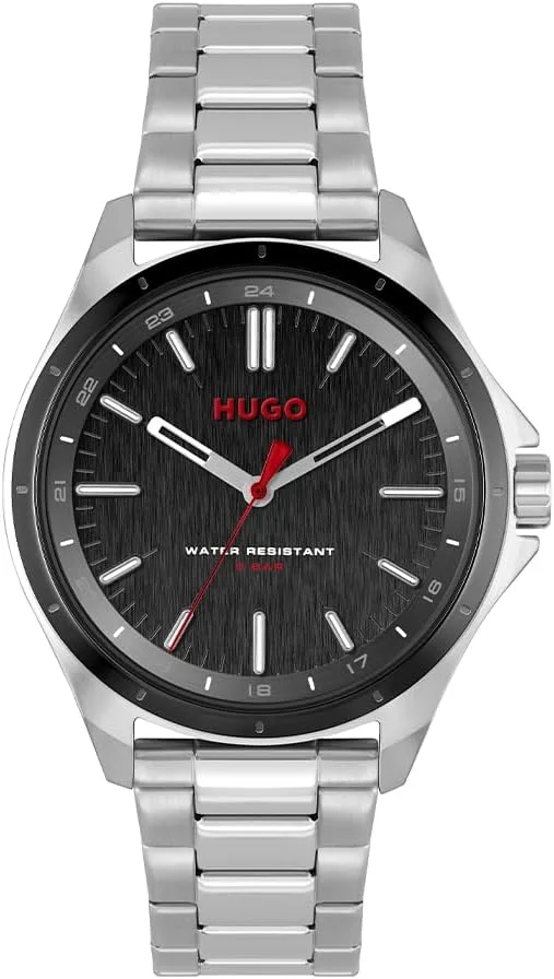 HUGO ▫️ Relógio analógico de quartzo para homem, #Complete Collection com bracelete em aço inoxidável prateado - 1530323