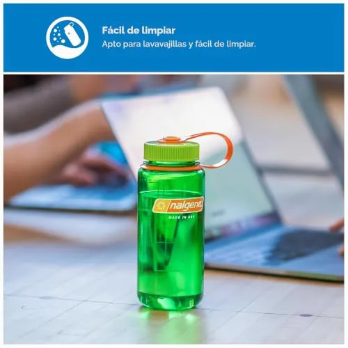 Nalgene ▫️ Garrafa de água leve, fabricada em Tritan sem BPA, inquebrável, para mochileiros, caminhadas, ginásio, 16 onças, boca larga, azul aciano 3