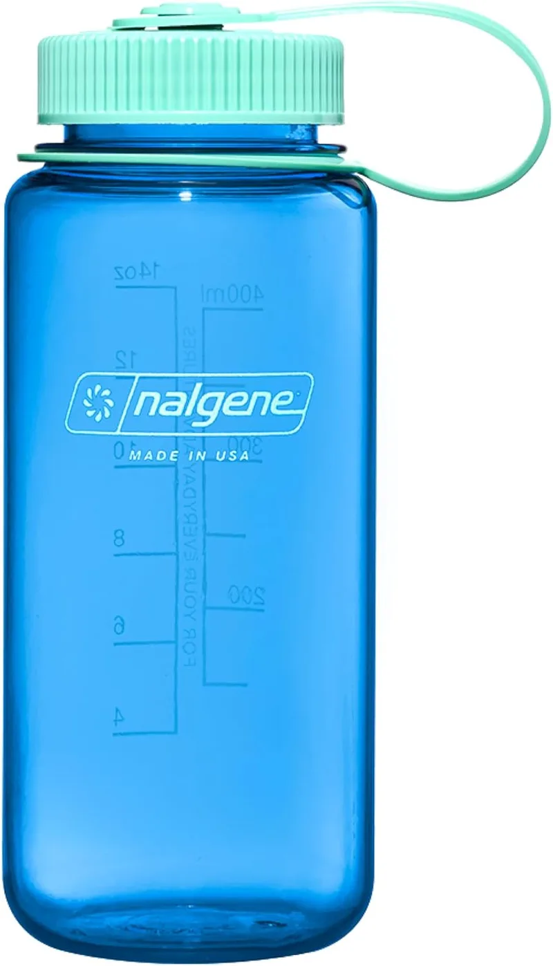 Nalgene ▫️ Garrafa de água leve, fabricada em Tritan sem BPA, inquebrável, para mochileiros, caminhadas, ginásio, 16 onças, boca larga, azul aciano
