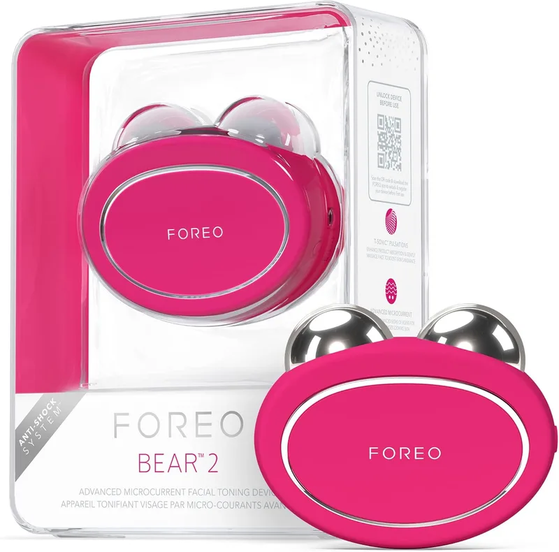 FOREO ▫️ BEAR 2 - Tonificador Facial Microcorrente - Massajador Facial Anti-Rugas - Lifting Imediato do Rosto - Firma e define - Fúcsia