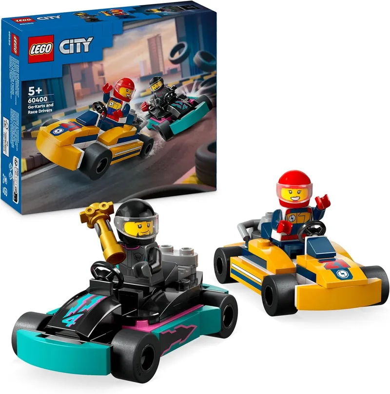 LEGO ▫️ City Karts e Pilotos de Corrida, 2 minikarts de brincar, conjunto de construção com 2 minifiguras de pilotos, carros de competição, presente para meninos e meninas a partir dos 5 anos 60400