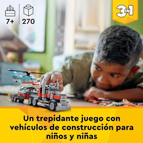 LEGO ▫️ Creator 3 em 1: Camião de Plataforma com Helicóptero 31146 2