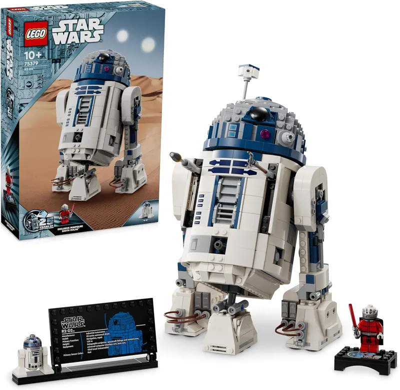 LEGO ▫️ Star Wars 75379 R2-D2: Figura articulada de droide de brincar com cabeça giratória, periscópio e ferramentas - Minifigura de Darth Malek - Presente para crianças a partir dos 10 anos, colecionadores e fãs