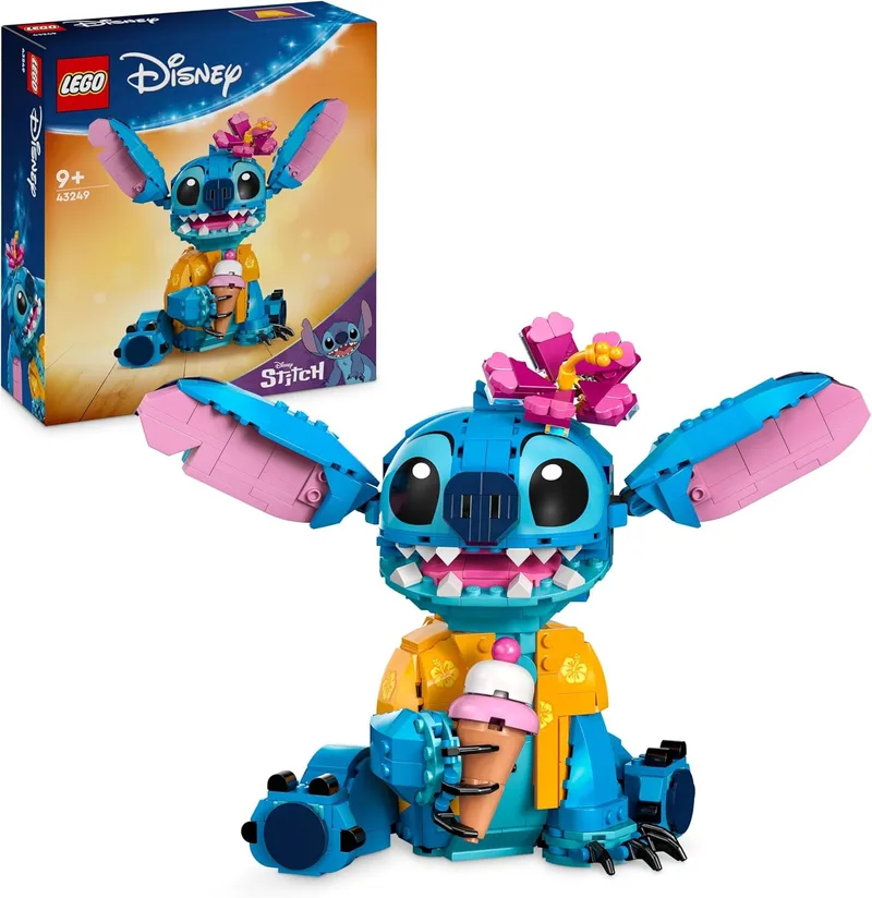LEGO | Disney Stitch Brinquedo de Construção - Figura Articulada para Brincar e Exibir com Cone de Gelado e Flor - Prenda para Raparigas e Rapazes com Mais de 9 Anos Fãs do Filme Lilo e Stitch 43249