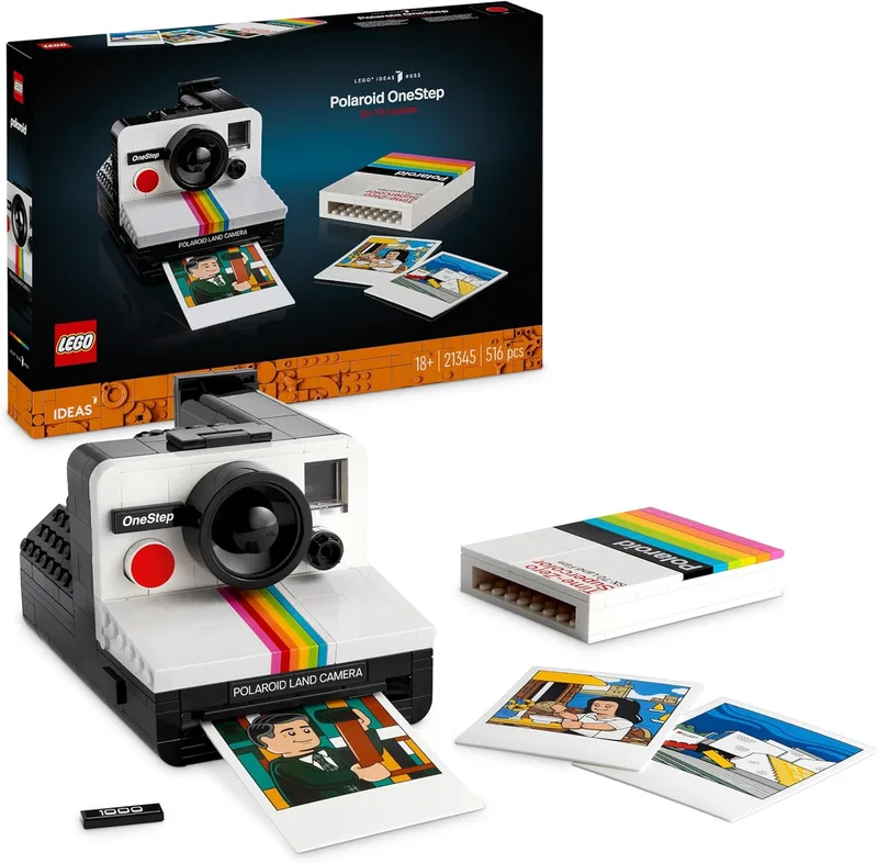 LEGO ▫️ Ideas Câmera Polaroid OneStep SX-70, Presente Vintage para Homens, Mulheres e Fotógrafos, Kit de Artesanato e Maquete para Adultos Colecionadores, Atividade de Construção Criativa 21345