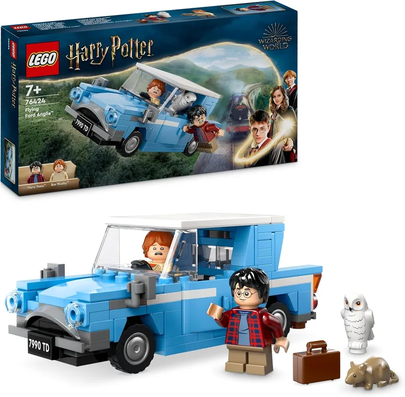 Brinquedo de fantasia voadora LEGO Harry Potter Ford Anglia, Conjunto de Aventura com Carro da Família Weasley, Prenda para Rapazes, Raparigas e Fãs com Mais de 7 Anos, 2 Minifiguras de Personagens 76424