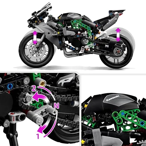 LEGO ▫️ Technic Moto Kawasaki Ninja H2R Brinquedo de construção, kit de modelo em escala colecionável de veículo, presente para meninos e meninas a partir dos 10 anos 42170 4