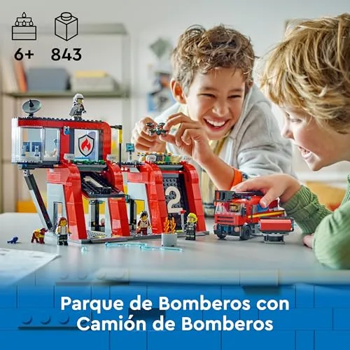 LEGO ▫️ City Quartel dos Bombeiros com Camião de Brincar, Presente de Aniversário para Meninos e Meninas a partir dos 6 Anos, Figura de Cão e 5 Minifiguras, Jogo de Imaginação e Ação 60414 3
