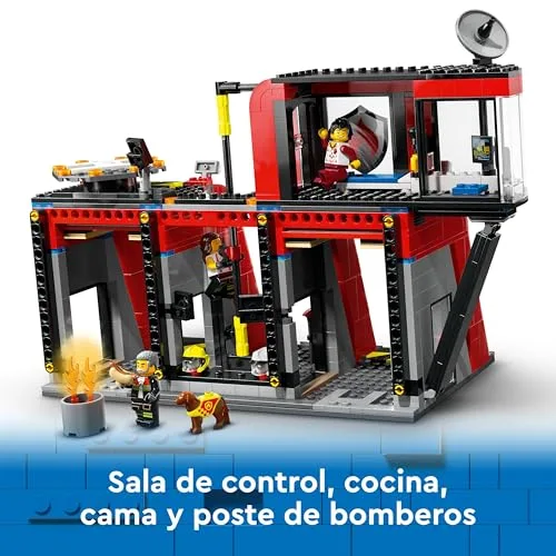 LEGO ▫️ City Quartel dos Bombeiros com Camião de Brincar, Presente de Aniversário para Meninos e Meninas a partir dos 6 Anos, Figura de Cão e 5 Minifiguras, Jogo de Imaginação e Ação 60414 6